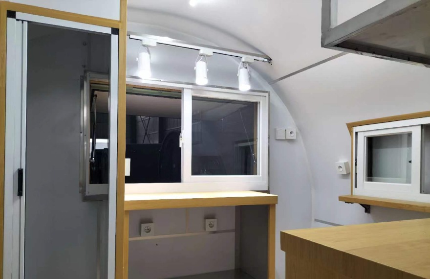 custom built bubble tea trailer interior